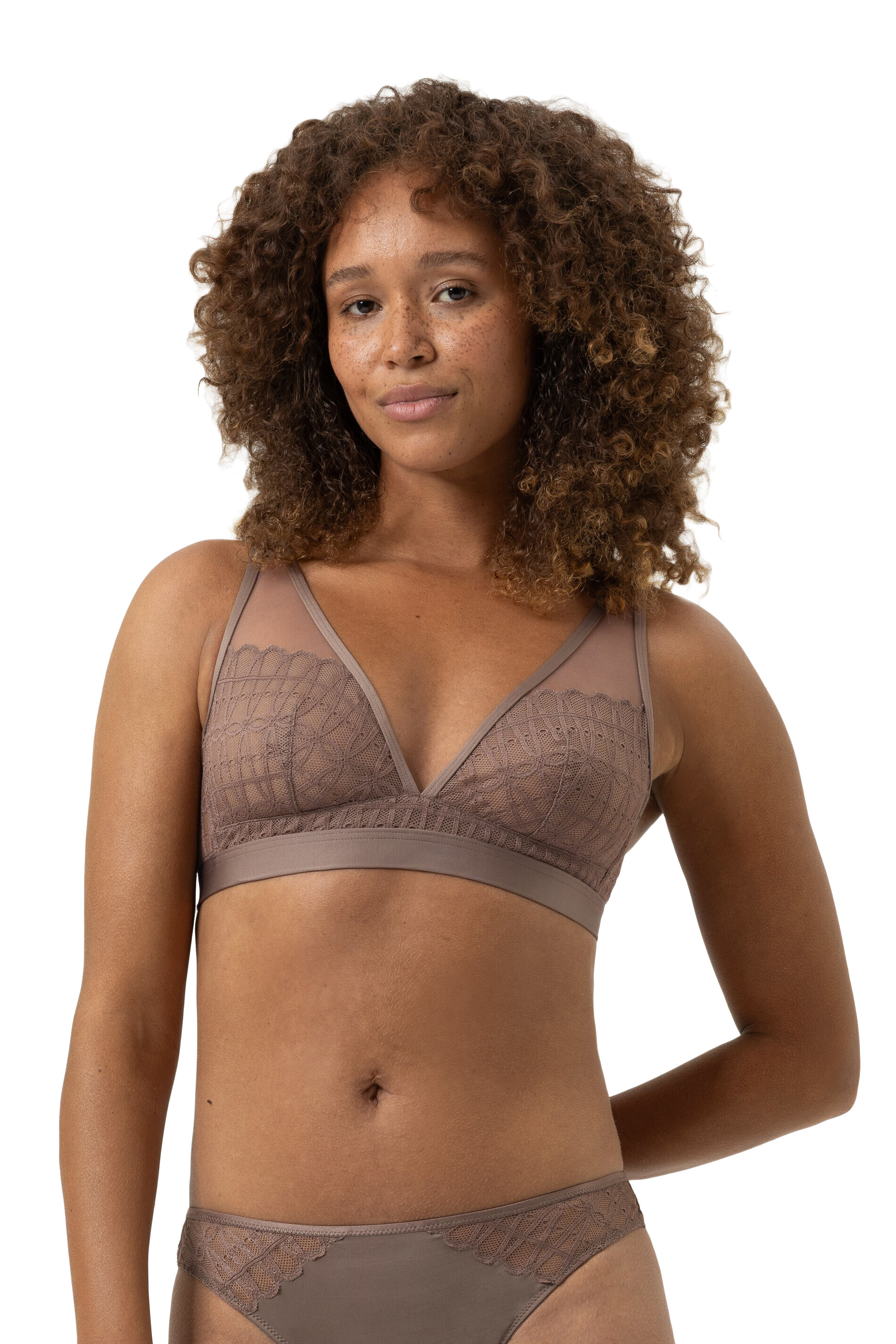 Reggiseno triangolo pizzo Mey 1150032 grigio