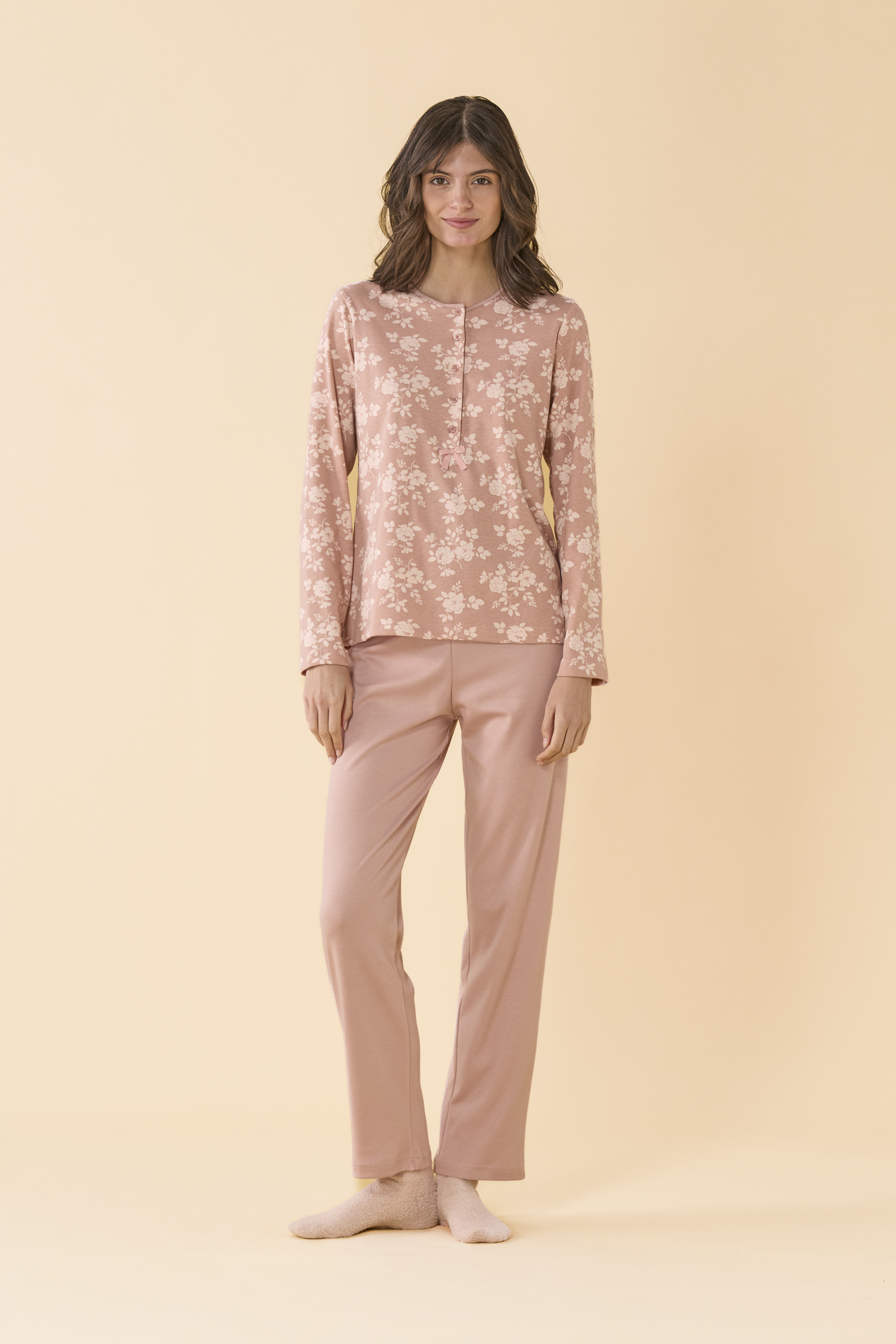 Pigiama donna  in caldo cotone FA009878 rosa