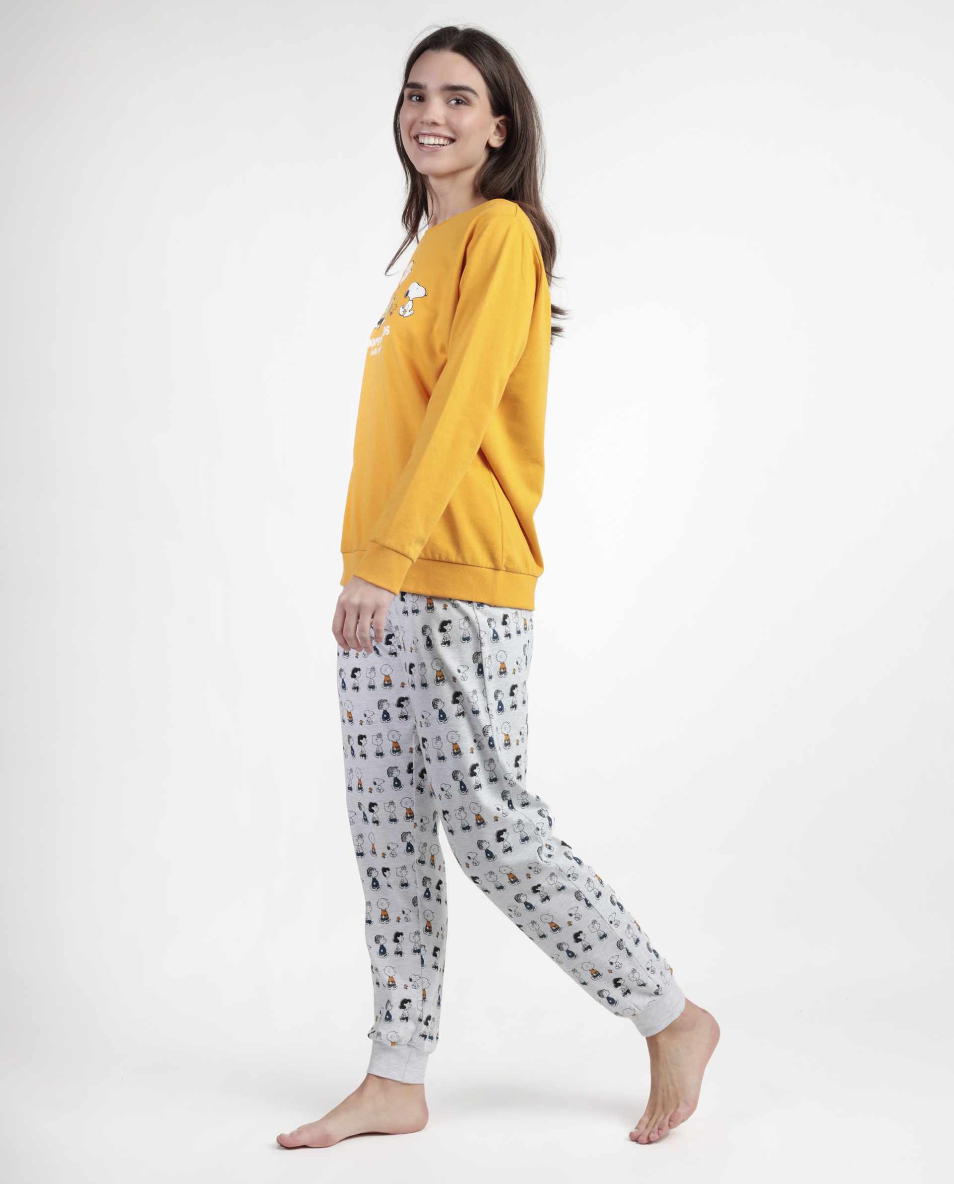 Pigiama manica lunga Peanuts 63429 giallo senape
