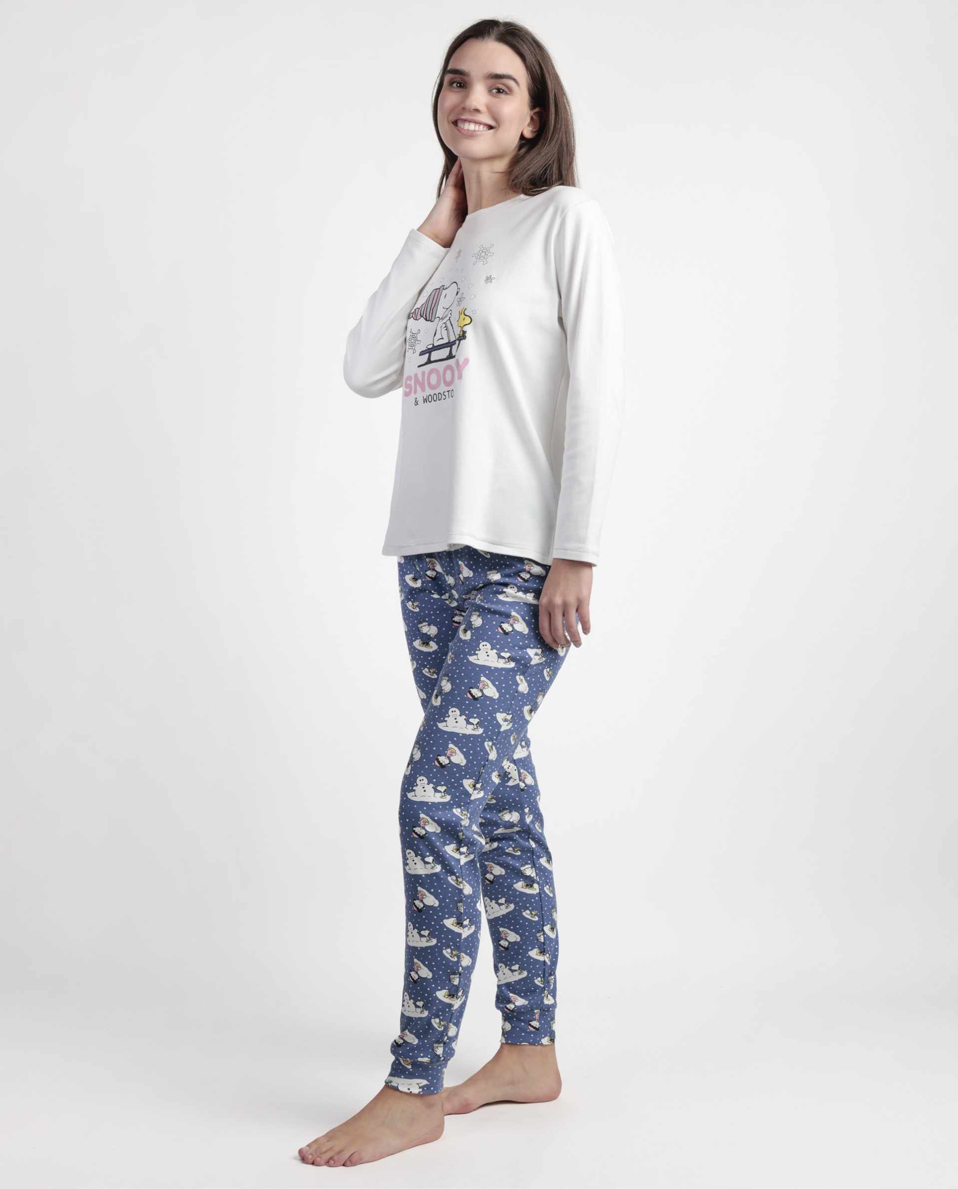 Pigiama manica lunga Peanuts 63425 bianco/blu