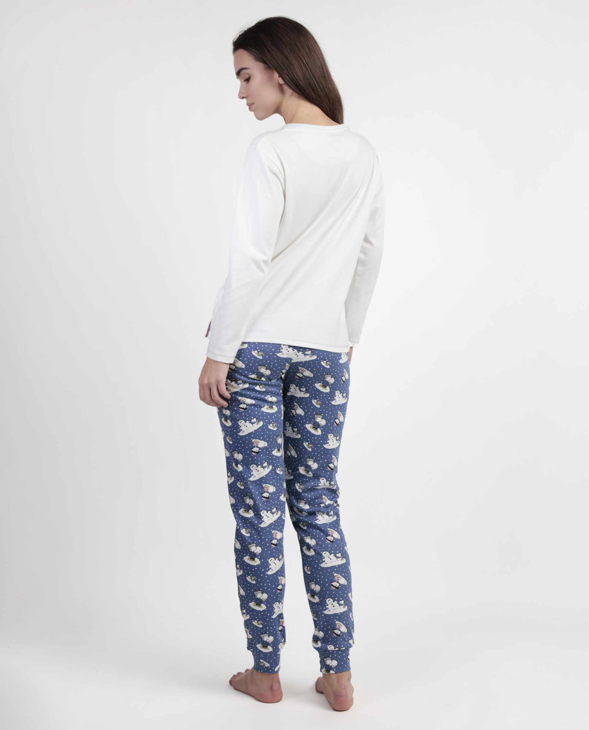 Pigiama manica lunga Peanuts 63425 bianco/blu