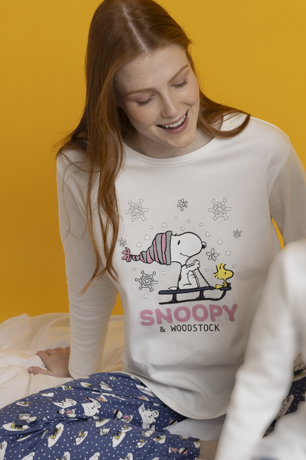 Pigiama manica lunga Peanuts 63425 bianco/blu