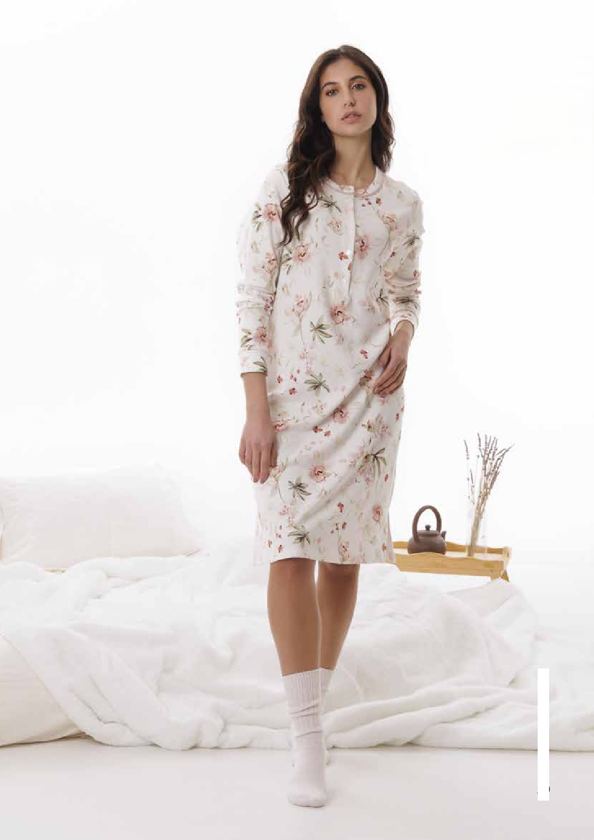 Camicia da notte 100% caldo cotone  By Amadine D3220 bianco