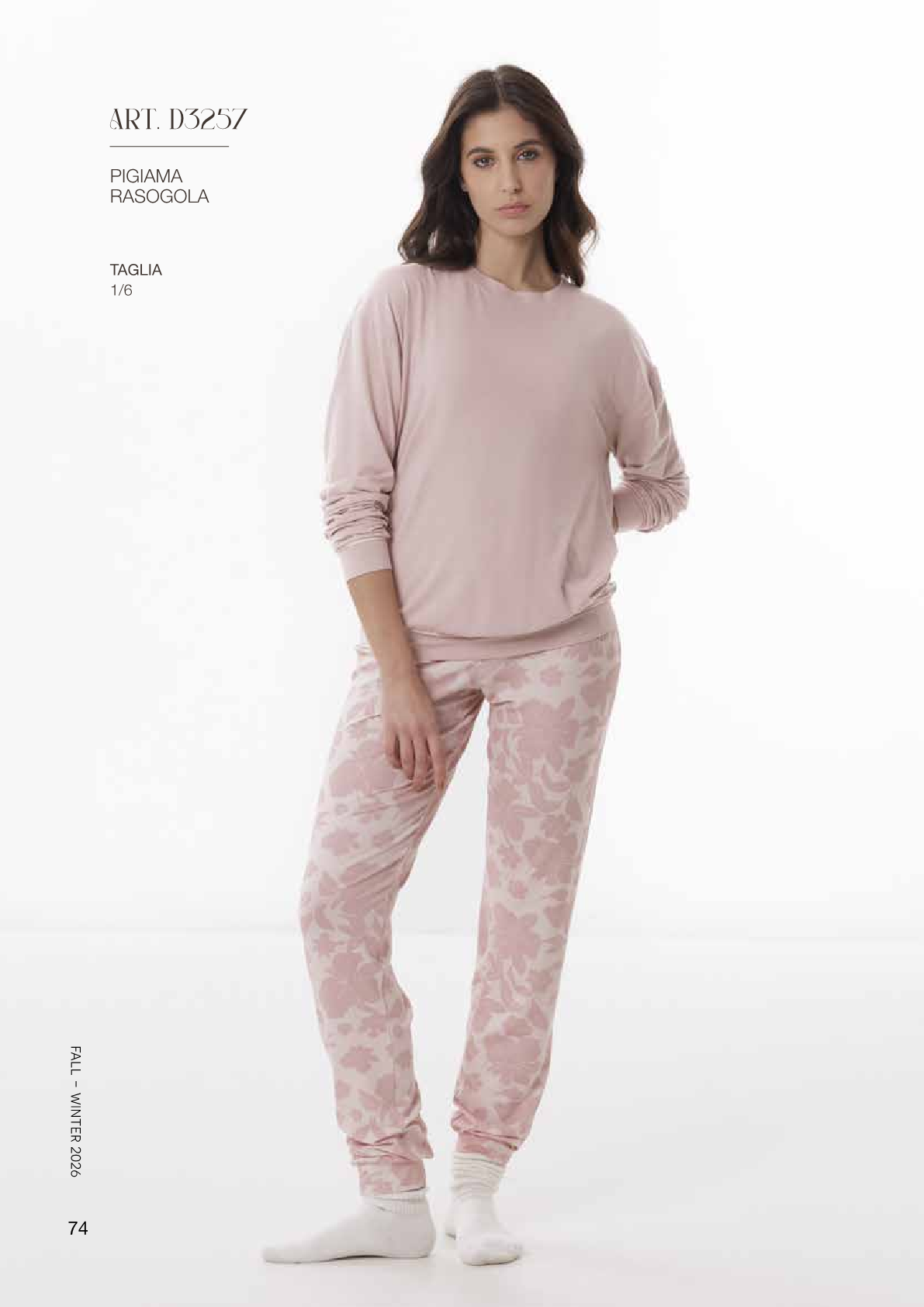 Pigiama girocollo in bambu By Amadine D3257 rosa