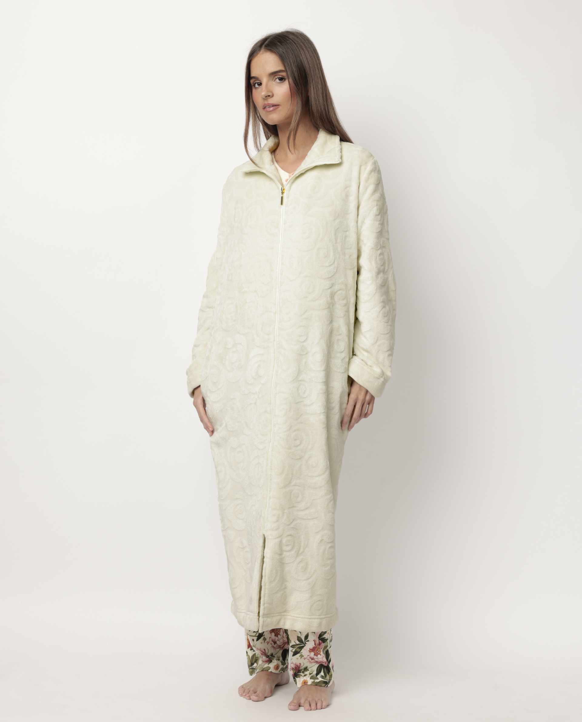 Vestaglia lunga con lampo 67165 avorio