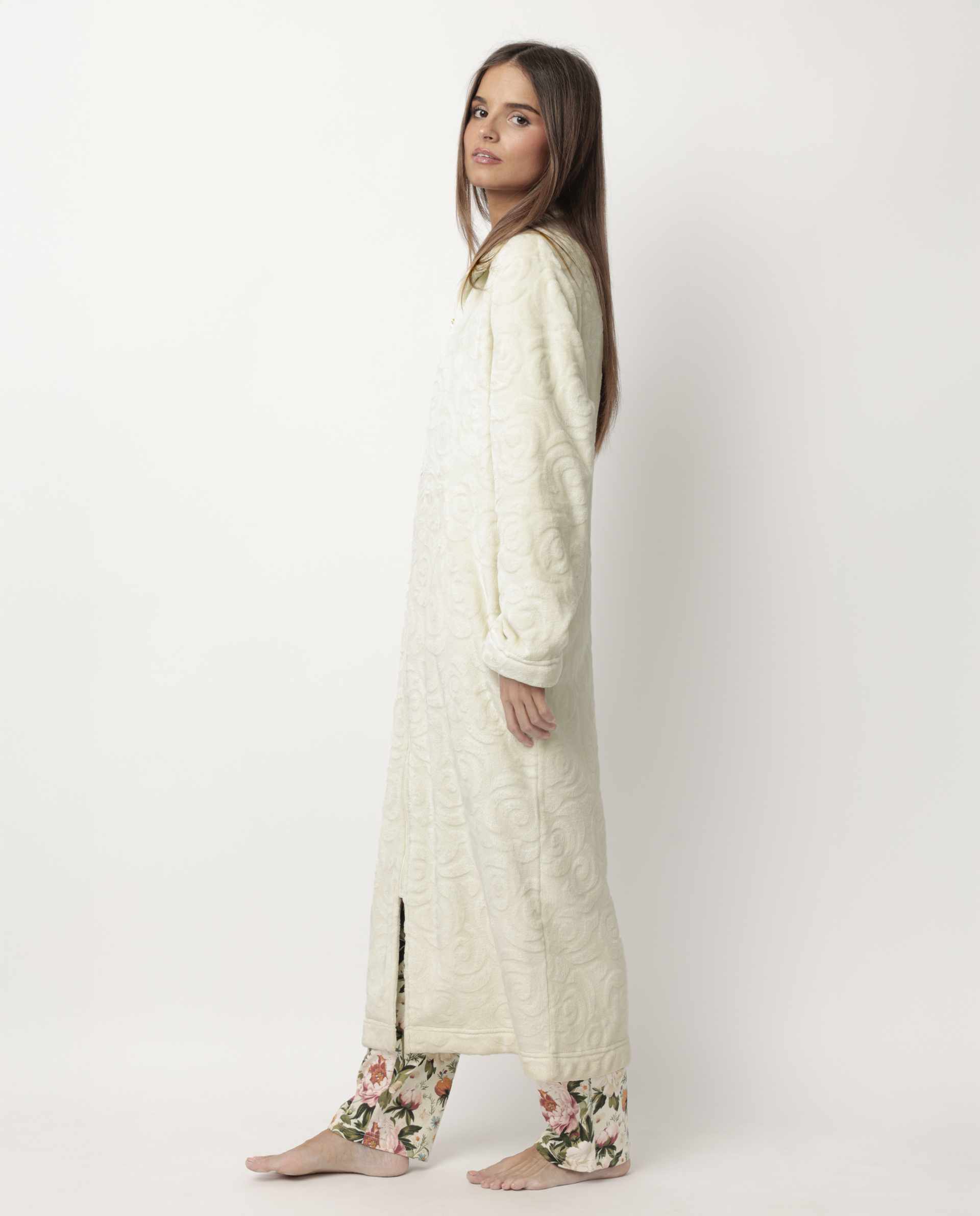 Vestaglia lunga con lampo 67165 avorio