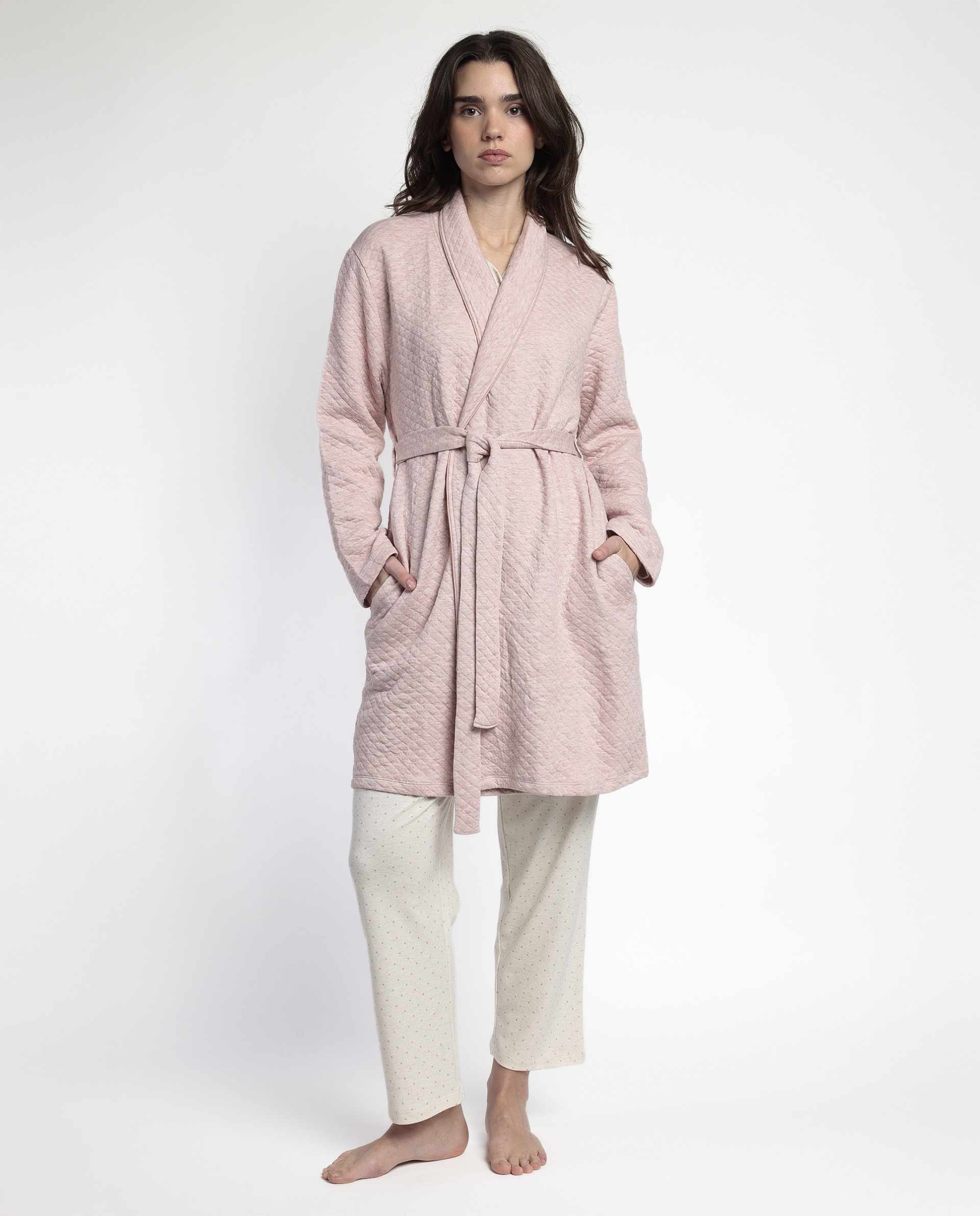 Vestaglia incrociata trapuntata 67241 rosa