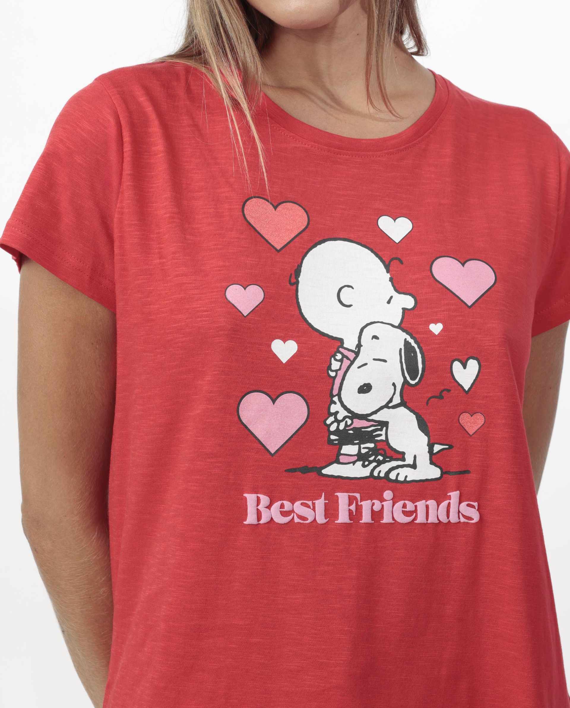 Pigiama girocollo Snoopy e pantaloncino corto 64438 rosso