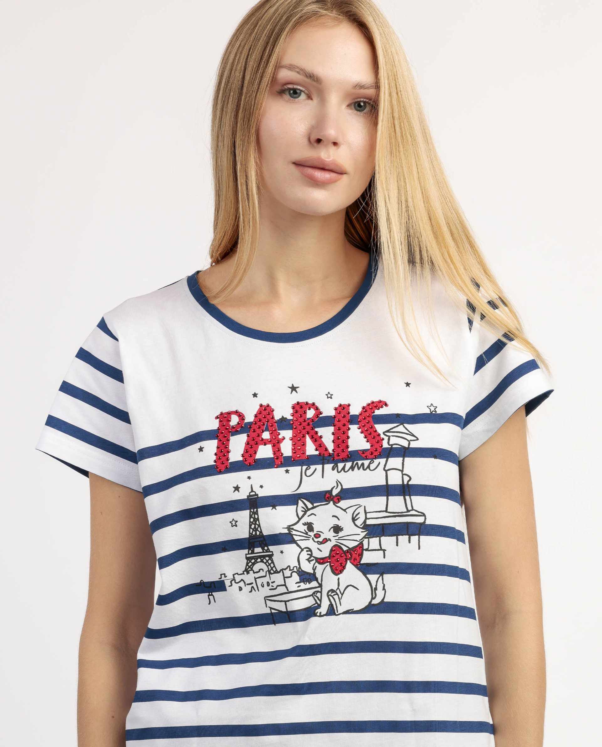 Pigiama girocollo e pantaloncino corto 64303 blu Aristogatti