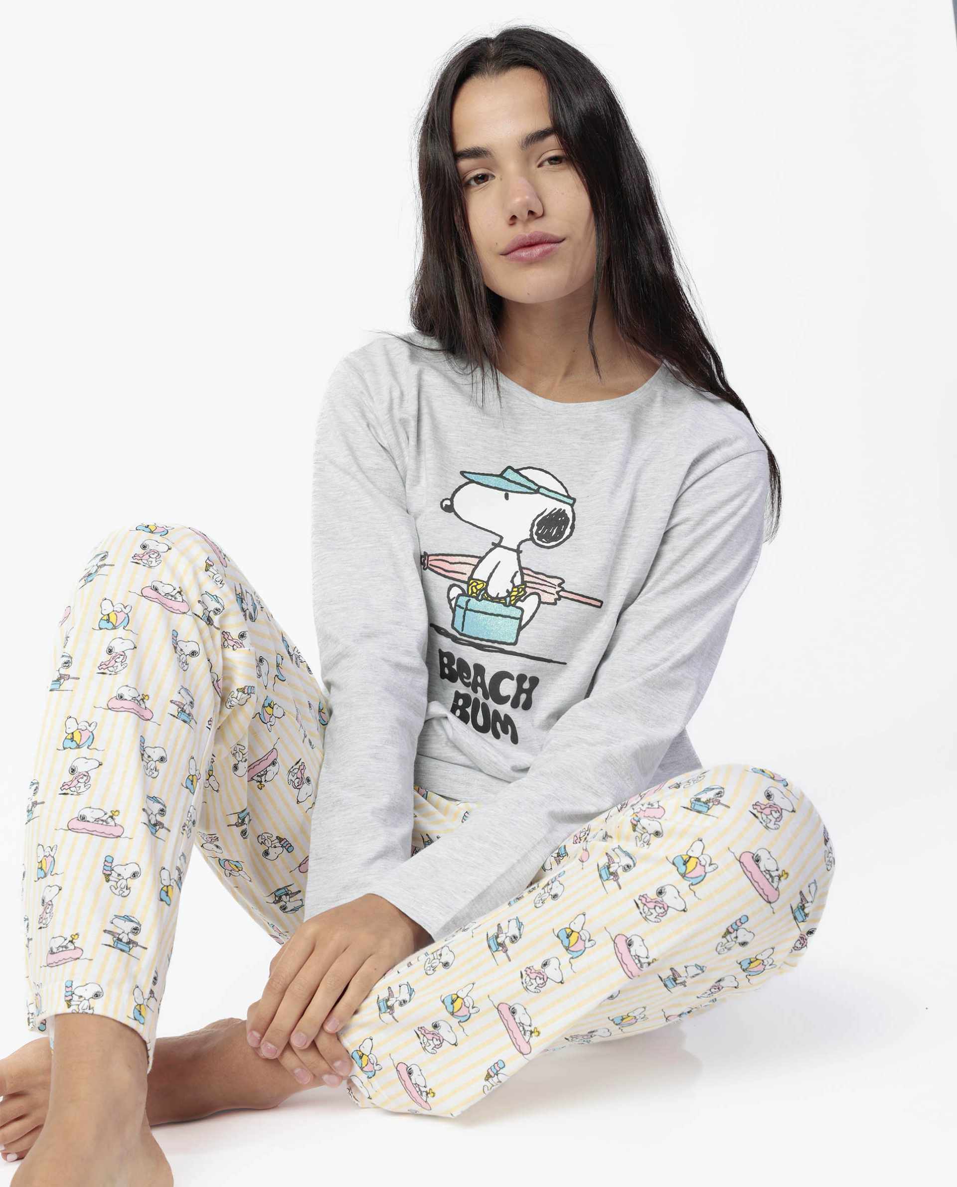 Pigiama girocollo 64433 SNOOPY grigio