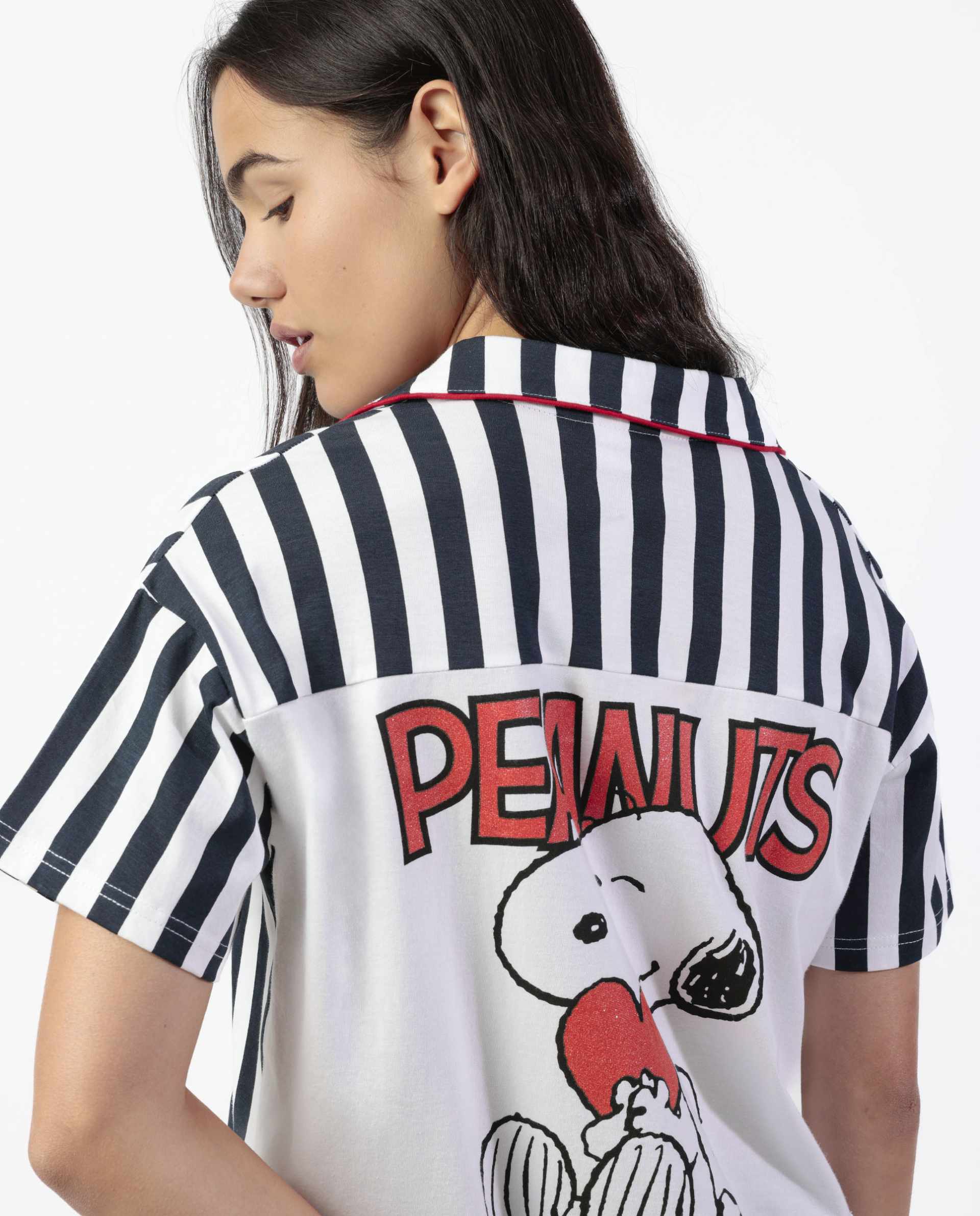 Pigiama apert Snoopy 64442 blu e pantaloncino corto