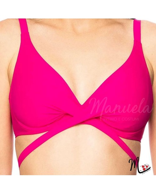 Reggiseno bikini a triangolo con ferro per seni generosi by Antigel FBB3214 fuxia