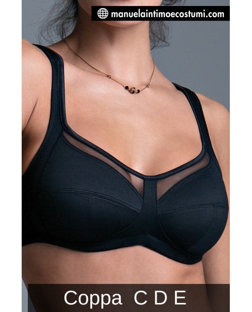 Reggiseno classico senza ferretto Coppa C D E nero 20069 Sonia