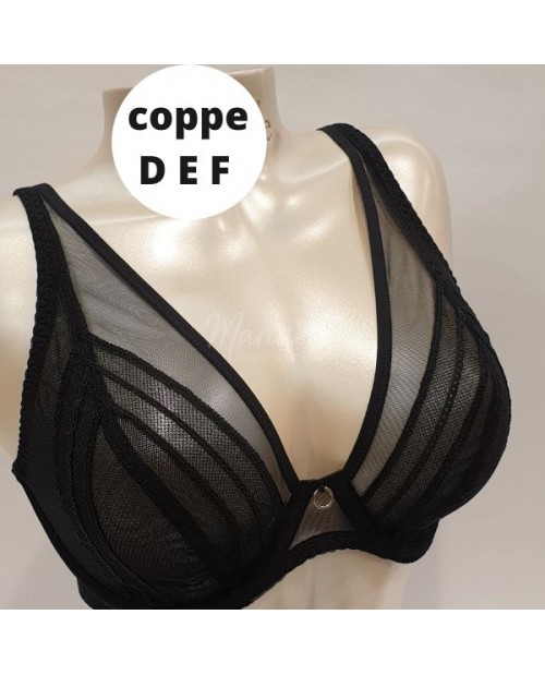 Reggiseno con ferretto per seni generosi coppa D E F perizoma String ECG0095 Antigel