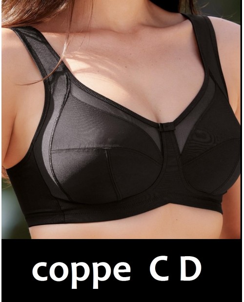 Reggiseno senza ferro confort taglie grandi 5459 nero coppa C D