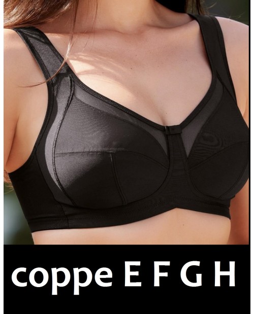 Reggiseno senza ferro confort taglie grandi 5459 nero coppa E F G H